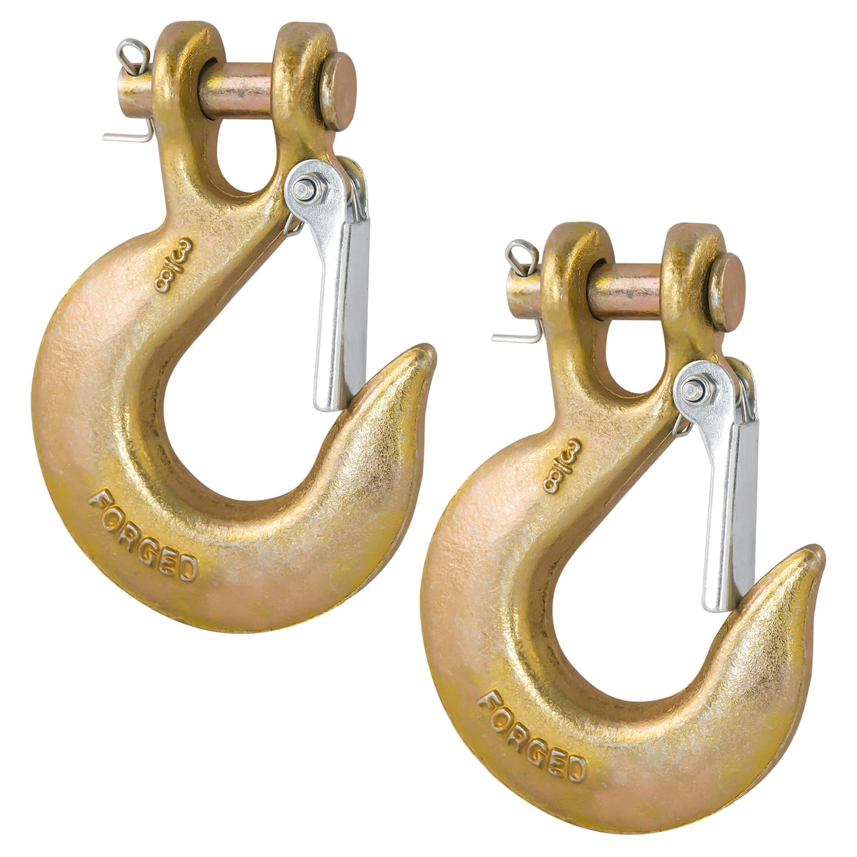 2 Pack 3/8" G70 Clevis Slip Hooks with Safety Latch M3778