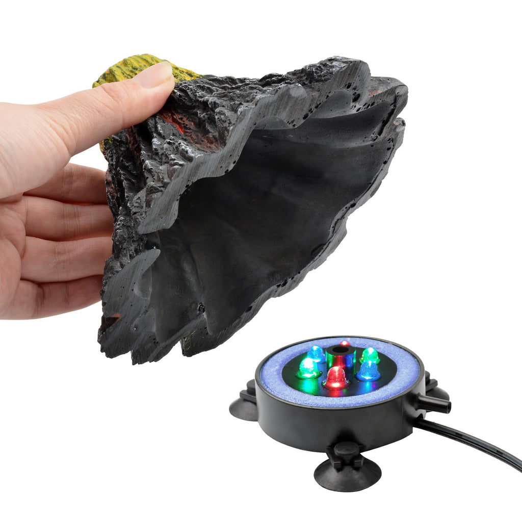 Aquarium Bubbler Decoration LED Volcano Ornament T99867