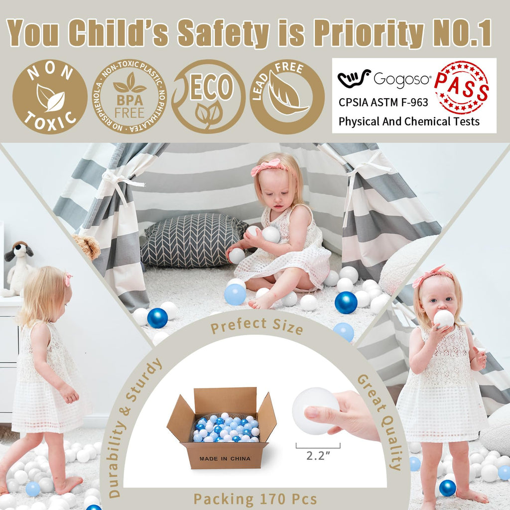 Crush Proof Non-Toxic Plastic Balls 170pcs 2.2inchs N2164