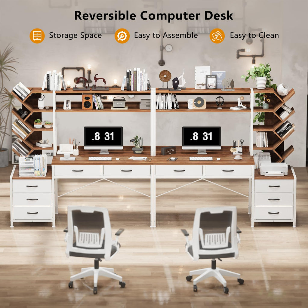 52" Computer Desk with Bookshelf, 5 Drawers & Hutch A695699