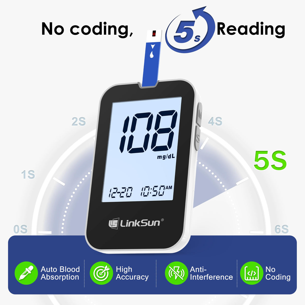 Blood Sugar Testing Kit, 100 Strips & Lancets F3043