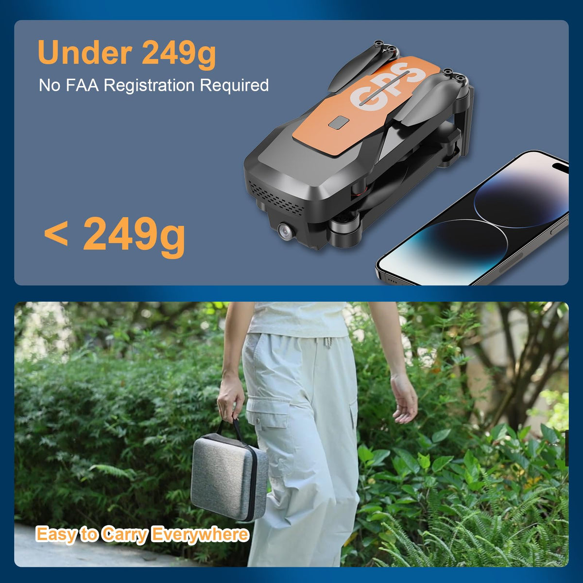 4K Camera Drone with GPS Auto Return Foldable 249g Z29398