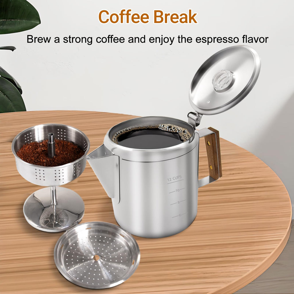 12 Cup Stainless Steel Percolator Coffee Pot Y535042