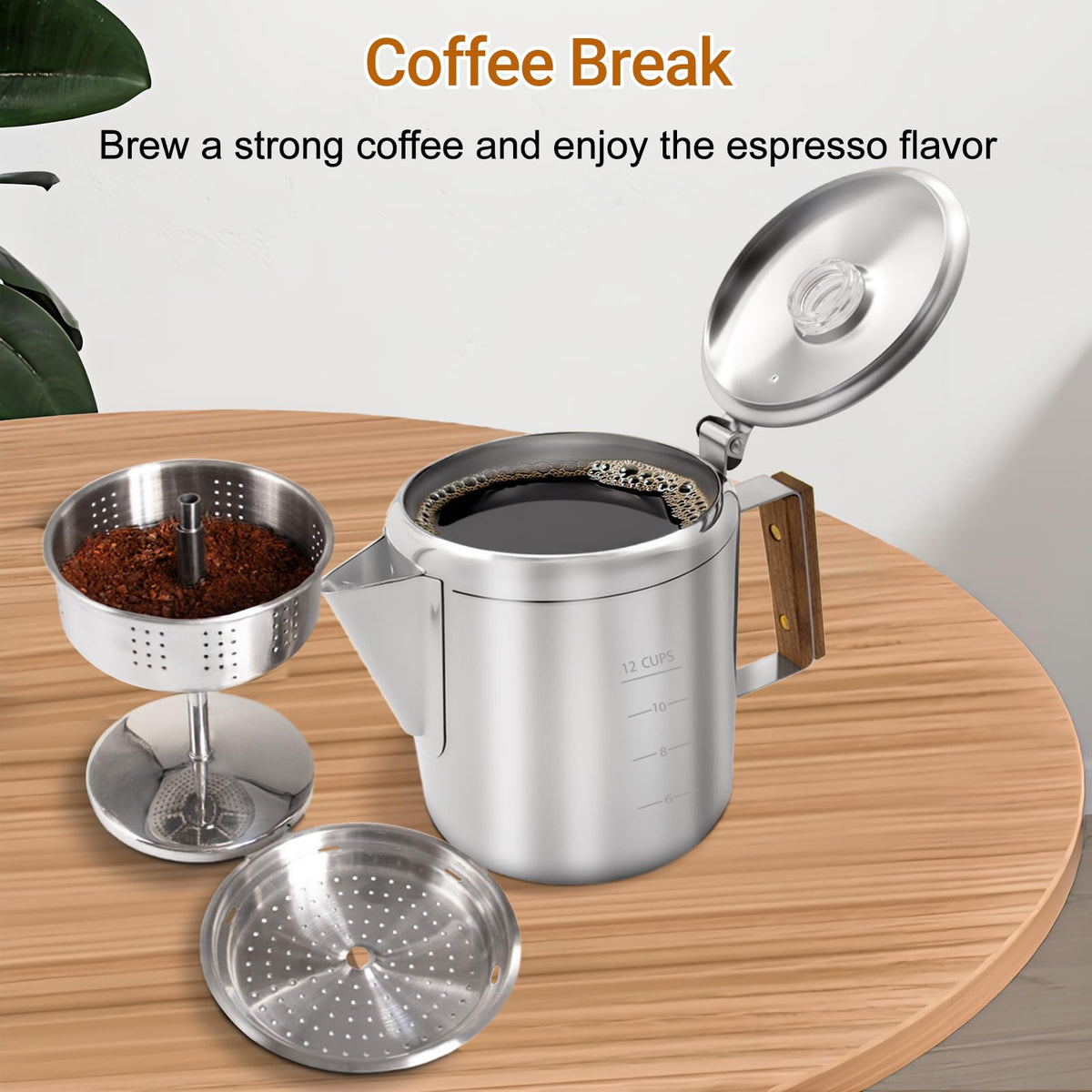 12 Cup Stainless Steel Percolator Coffee Pot Y535042
