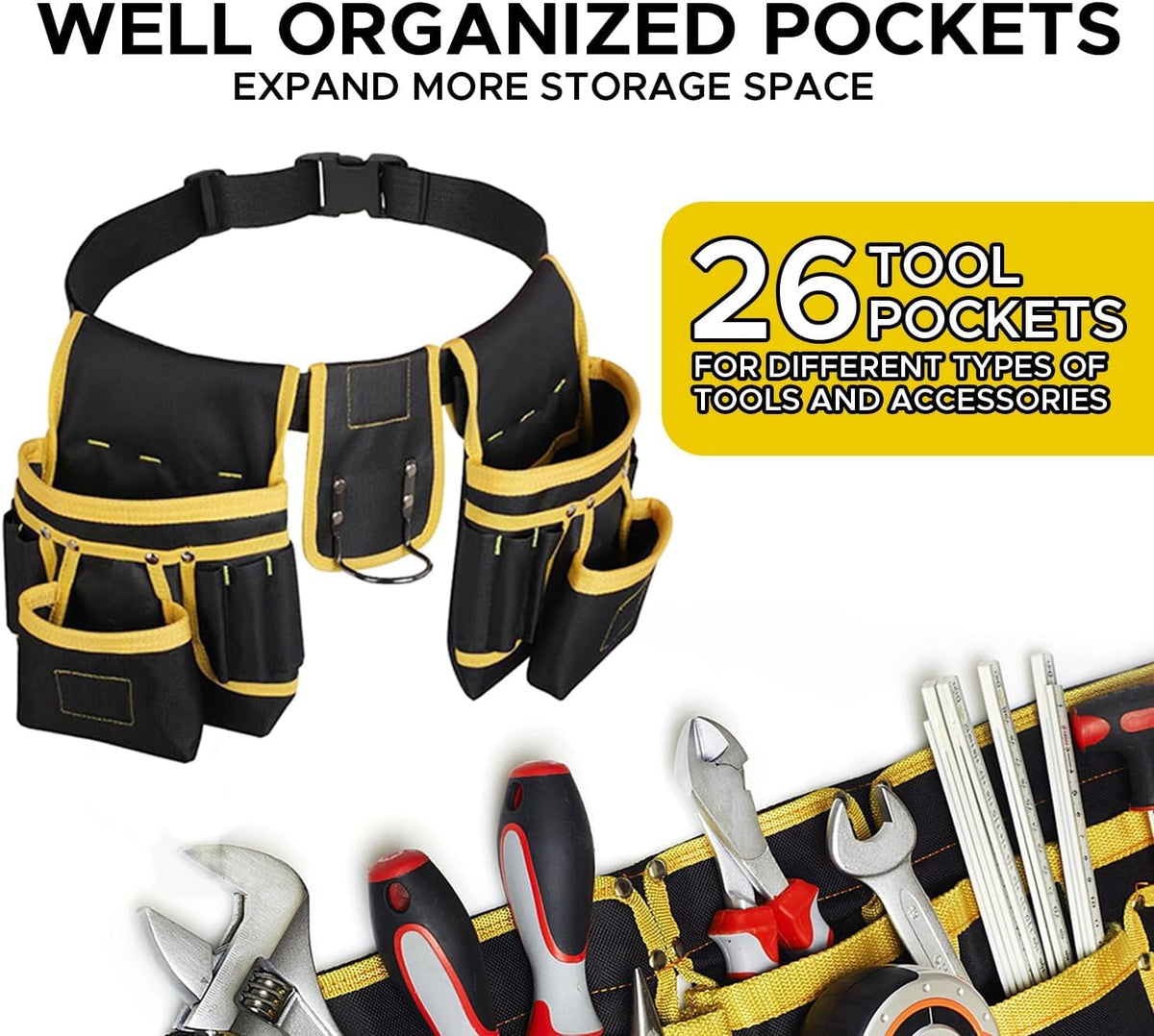 27 Pocket Tool Belt with 3 Magnetic Zones G192