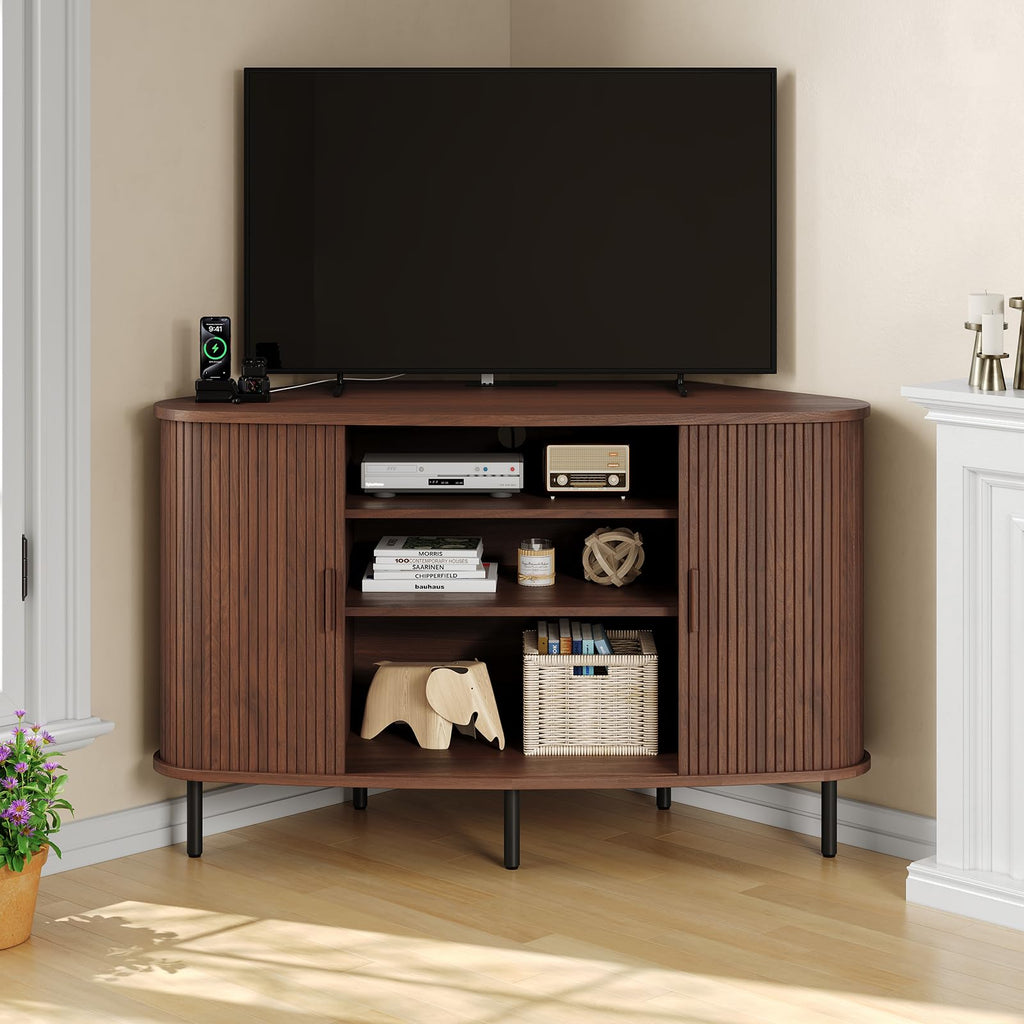 47 Inch Walnut Corner TV Stand K908