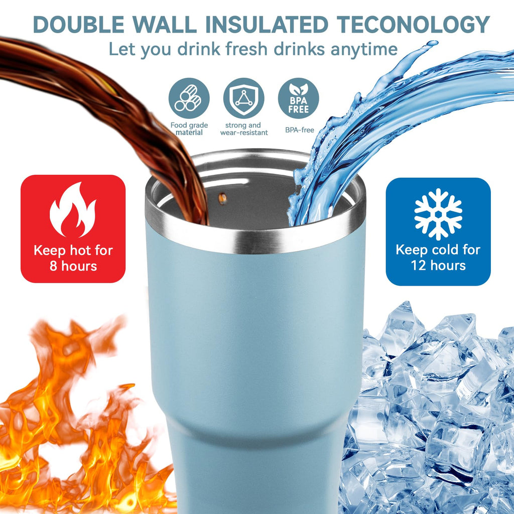 20oz Stainless Steel Insulated Tumbler with Handle and Flip Straw Lid Y6535