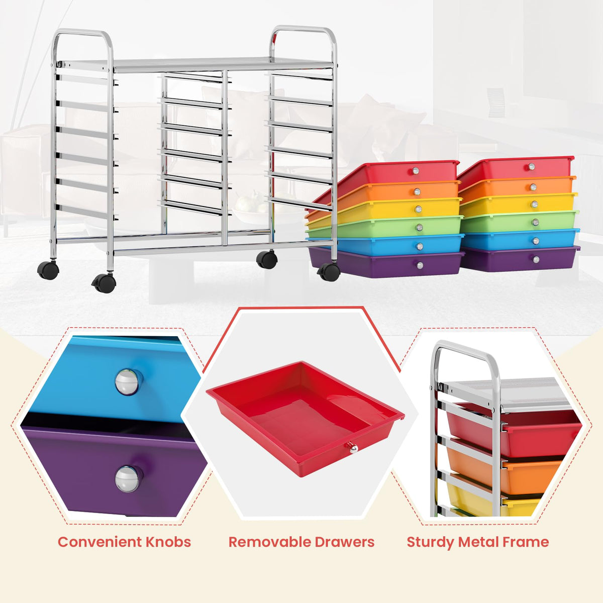 12 Drawer Rolling Storage Cart with Lockable Wheels M856