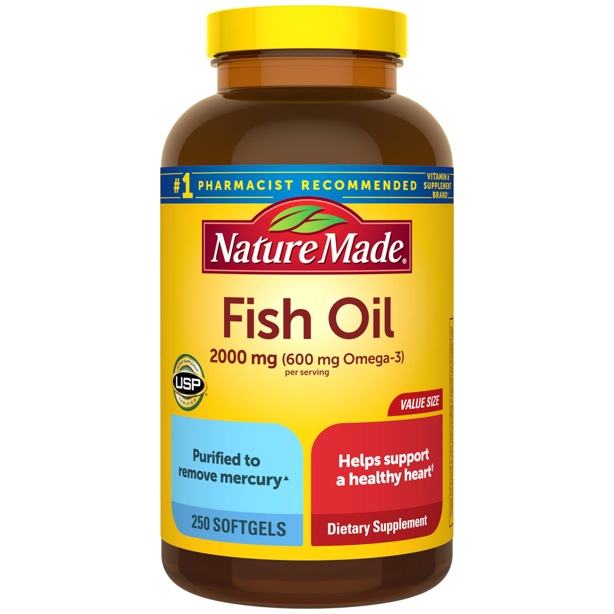 Fish Oil Omega 3 Supplements 2000mg 250 Softgels M92054