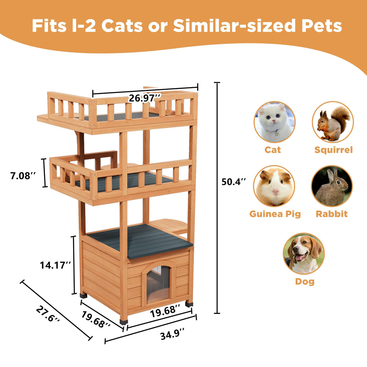 Outdoor Cat Tree Tower with Enclosed Condo Q5815