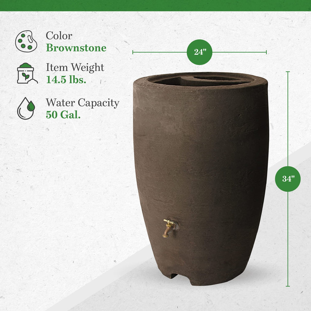 50 Gallon Plastic Rain Barrel 2 Pack E149
