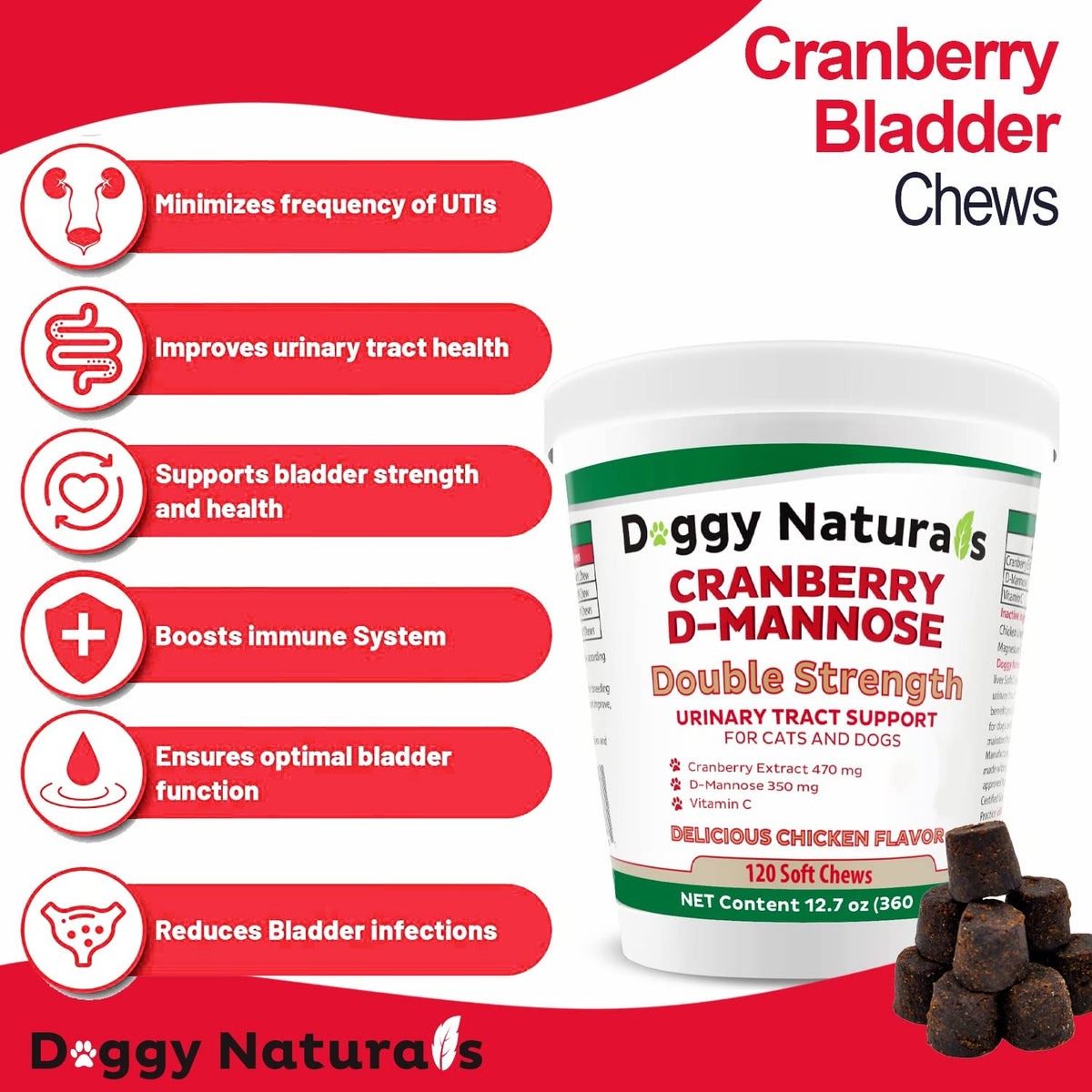 Cranberry D-Mannose Soft Chew 11.4 oz 120 Count B42568