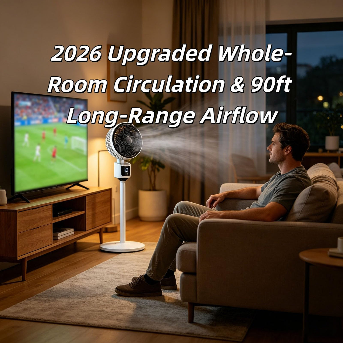 Standing Fan with Remote, 90° Oscillating, 3 Speeds, Adjustable Height, Gray I781137