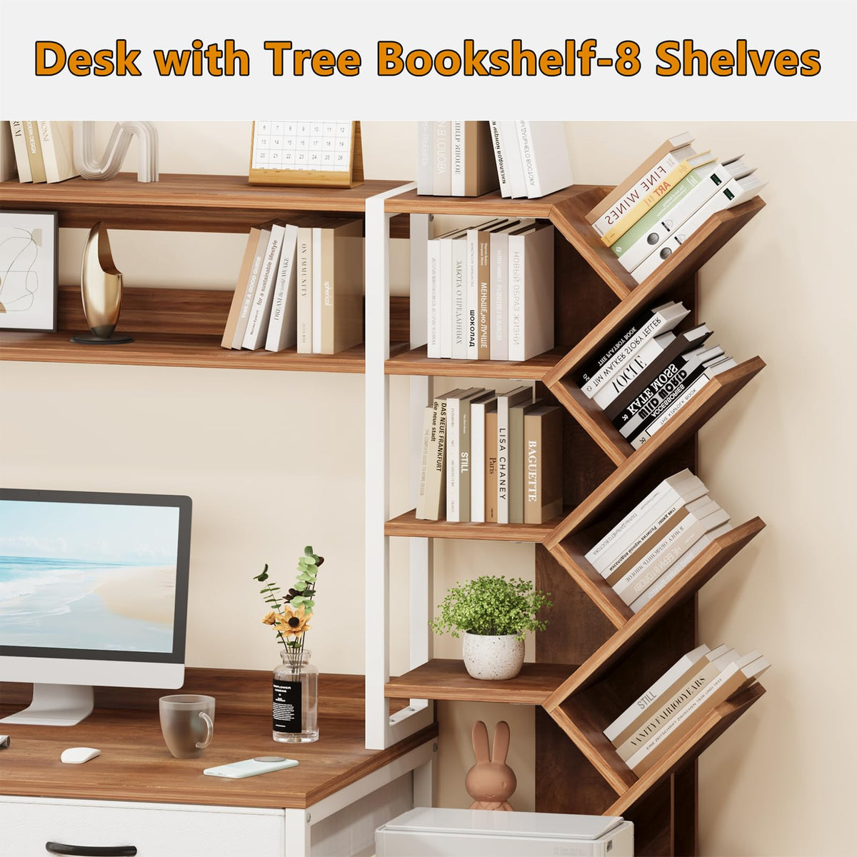 52" Computer Desk with Bookshelf, 5 Drawers & Hutch A695699