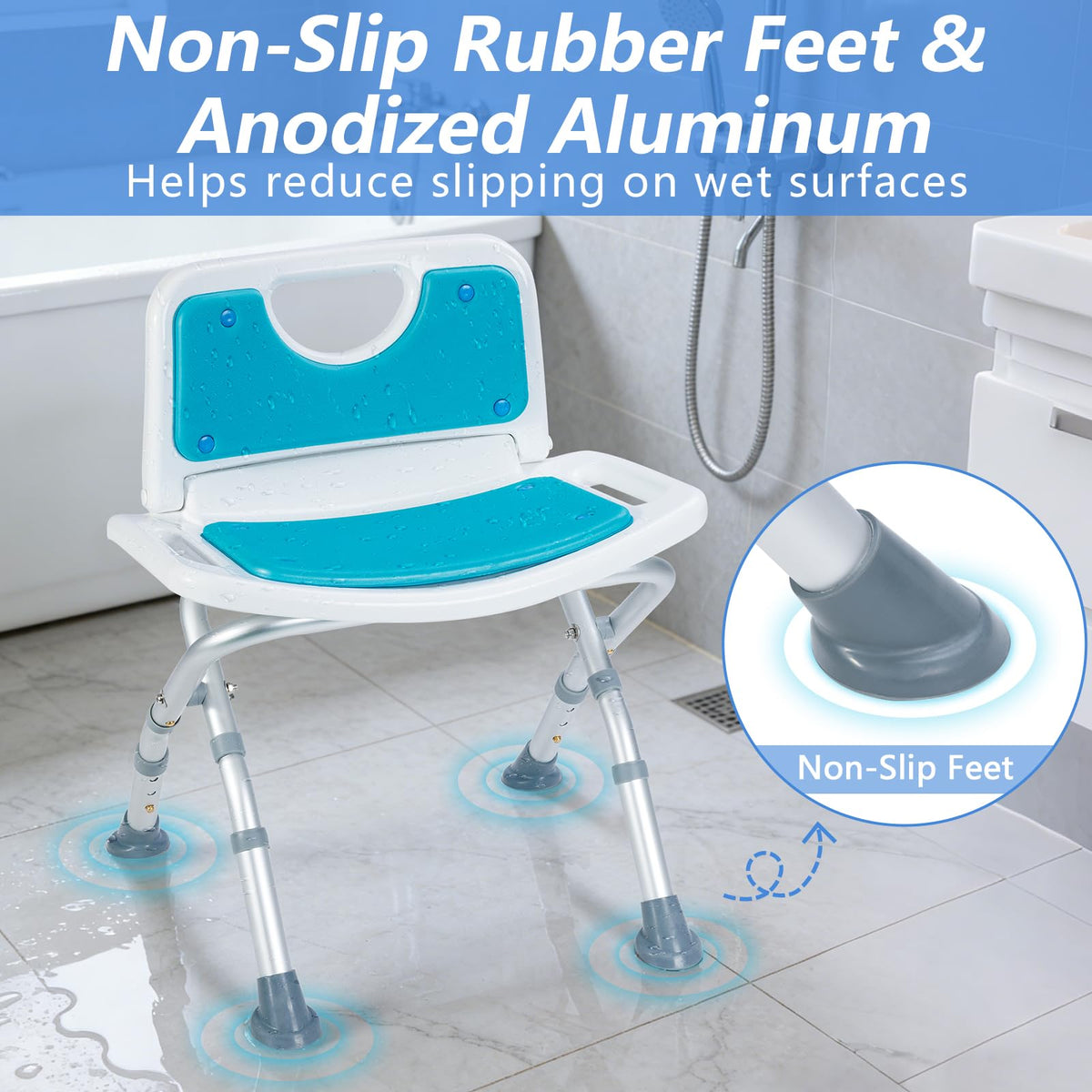 Folding Shower Chair with EVA Padded Seat B586098