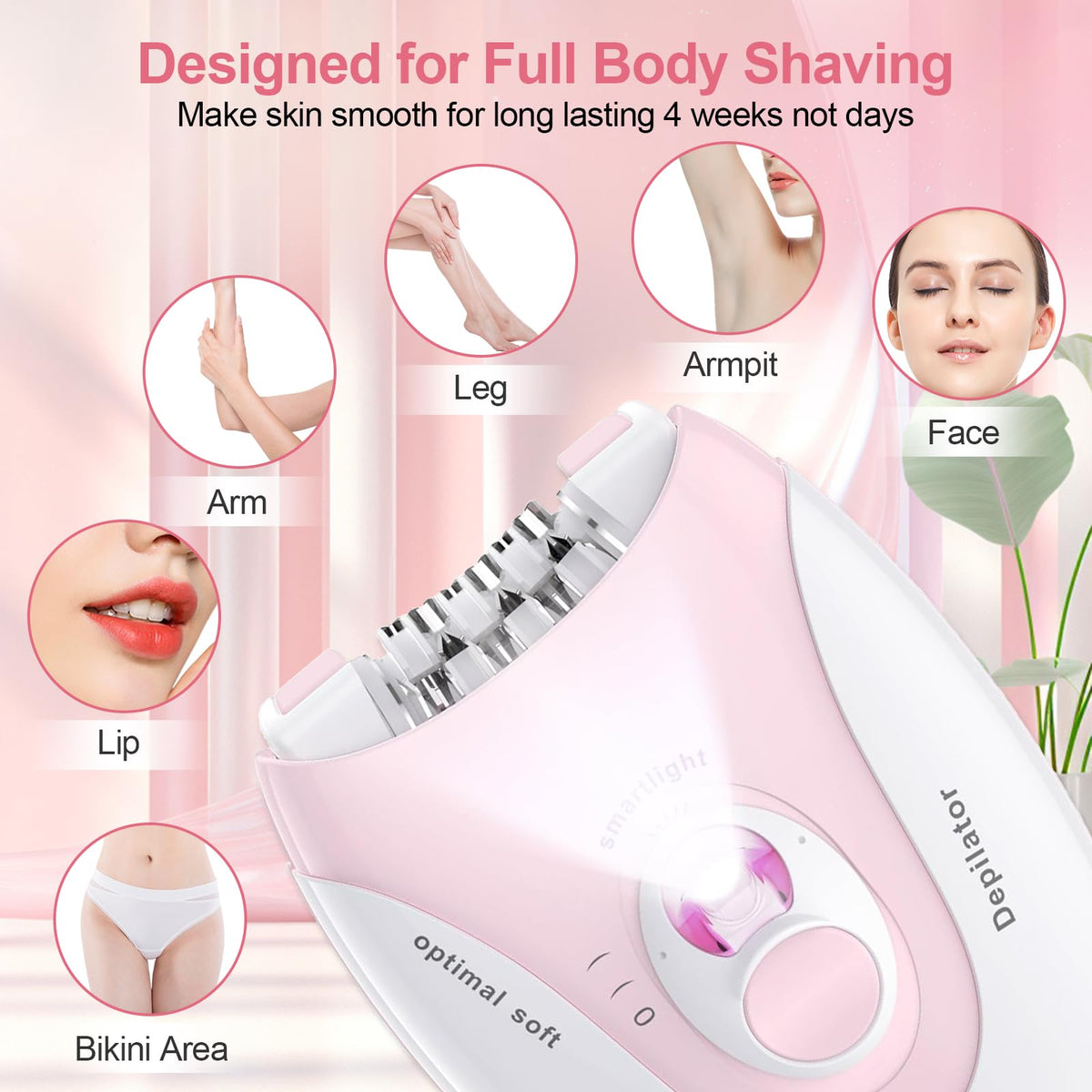 2 Speeds Rechargeable Epilator with LED Light W277819