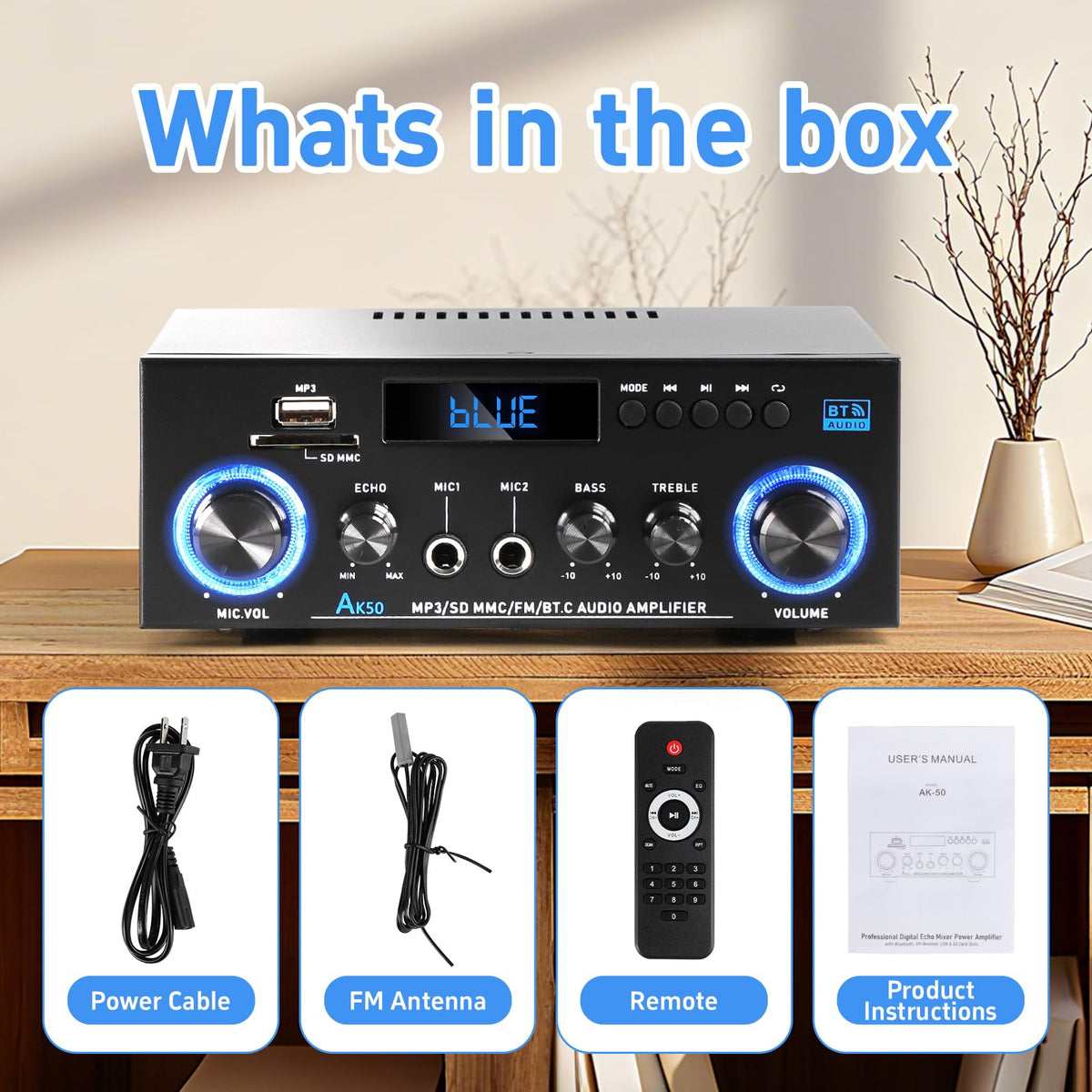 Bluetooth 5.0 2 Channel 400W Stereo Amplifier H252245