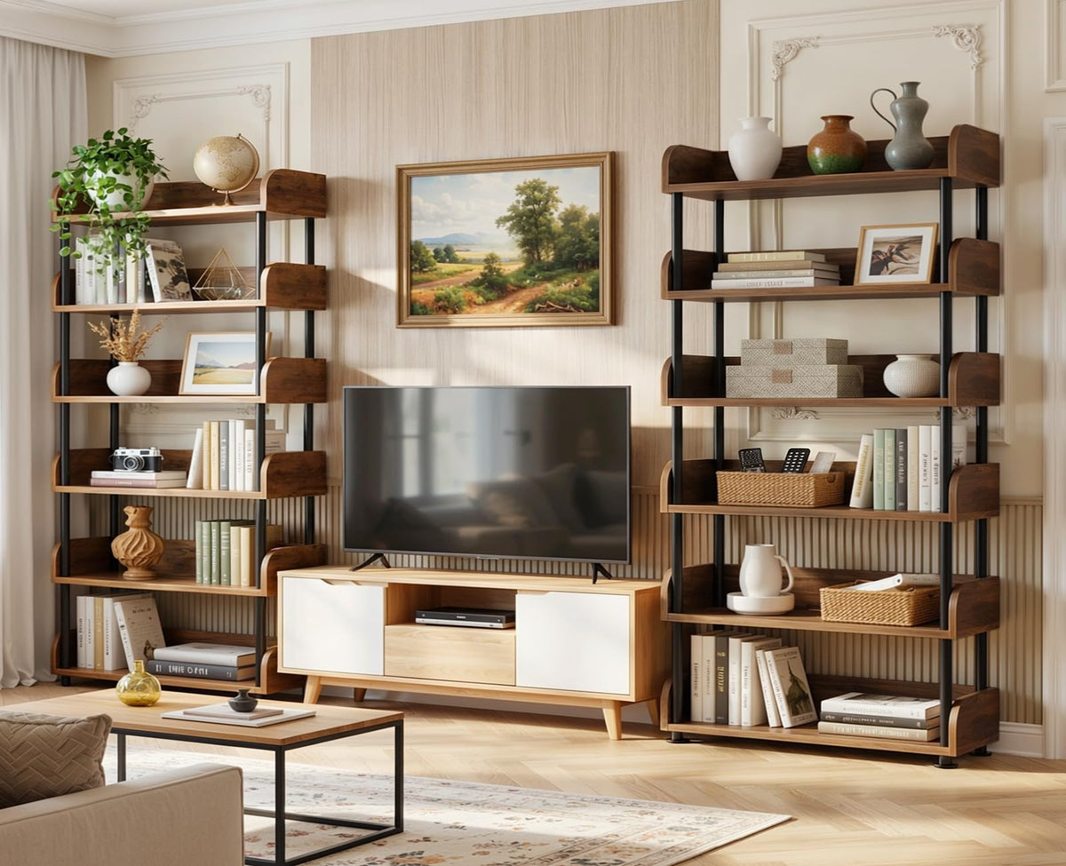 6-Tier Tall Open Bookshelf with Metal Frame E35096
