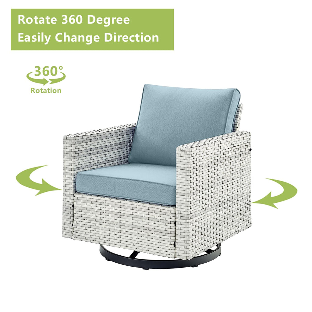 8 Piece Wicker Patio Conversation Set with Swivel Rocker Chairs V826640