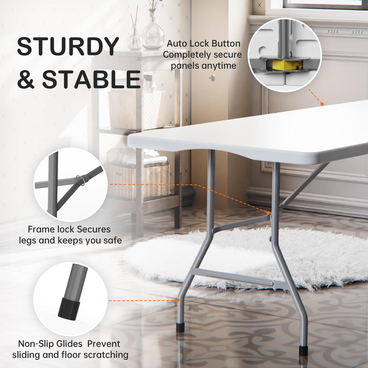 6 Foot Folding Plastic Table Heavy Duty HDPE R502