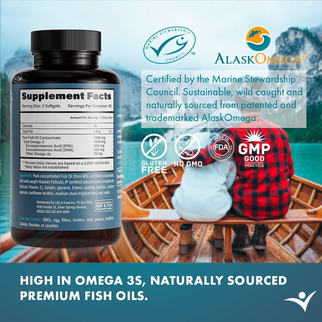 1400 mg Wild Alaskan Fish Oil 180 Softgels K648556