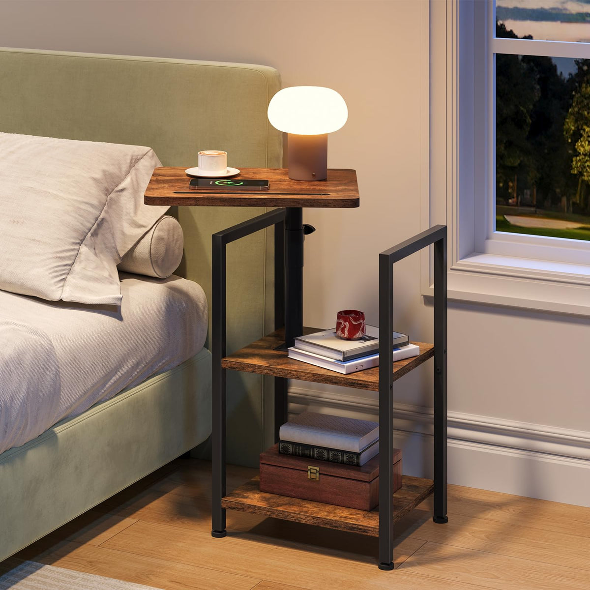 360° Swivel 3-Tier Side Table with Storage A7832