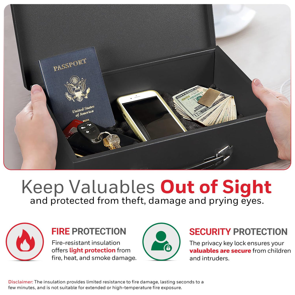 Black Steel Safe Box with Keys Y12085