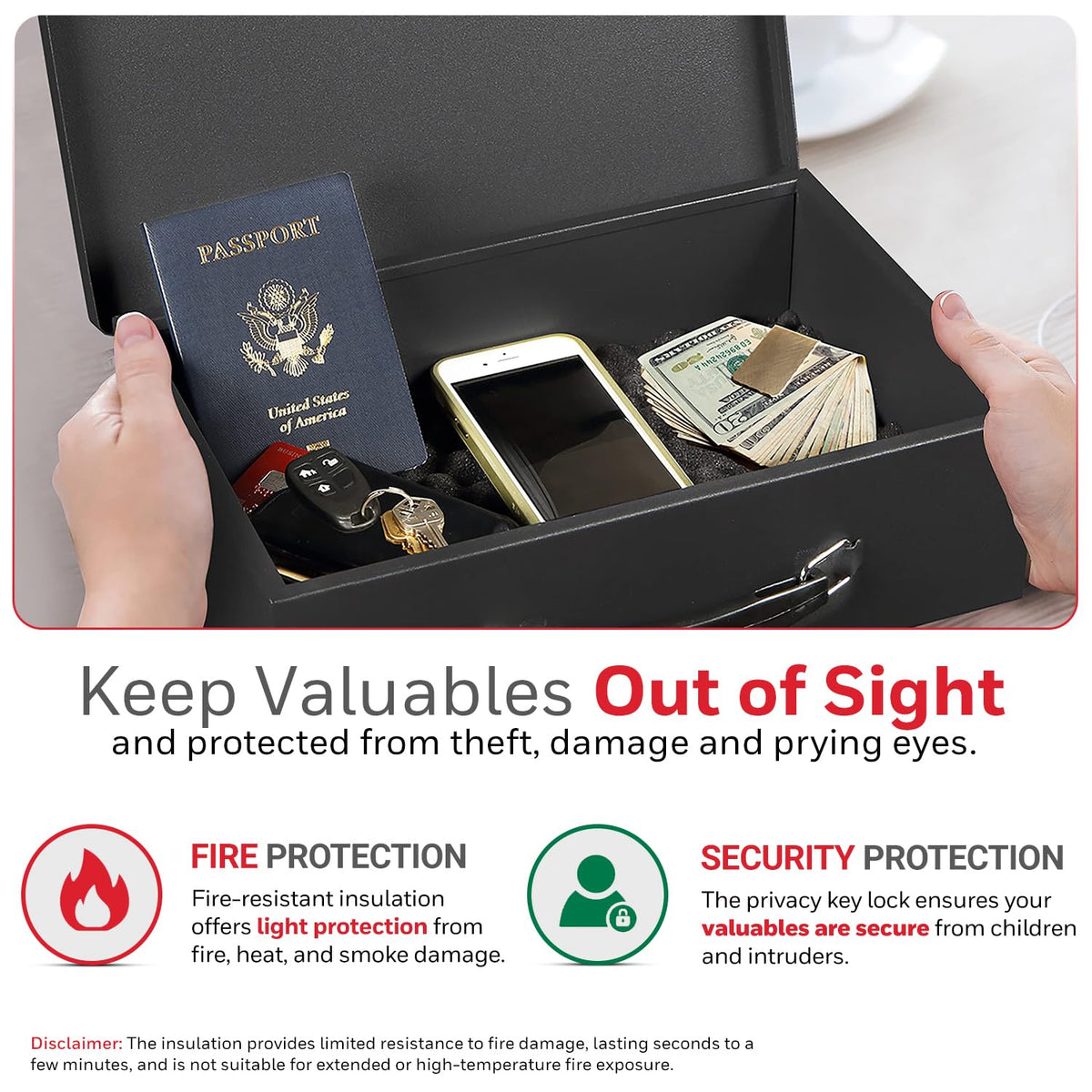 Black Steel Safe Box with Keys Y12085