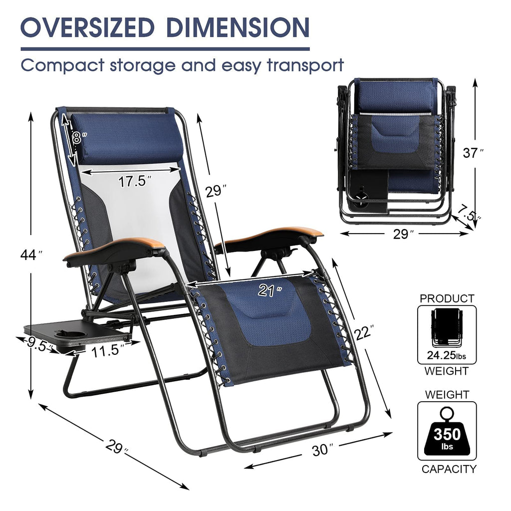 Oversized Mesh Zero Gravity Reclining Patio Chairs, 2 Pack I5719