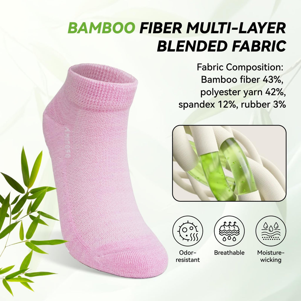 Diabetic Non-Slip Wide Cuff Bamboo Viscose Ankle Socks 6 pairs C4842