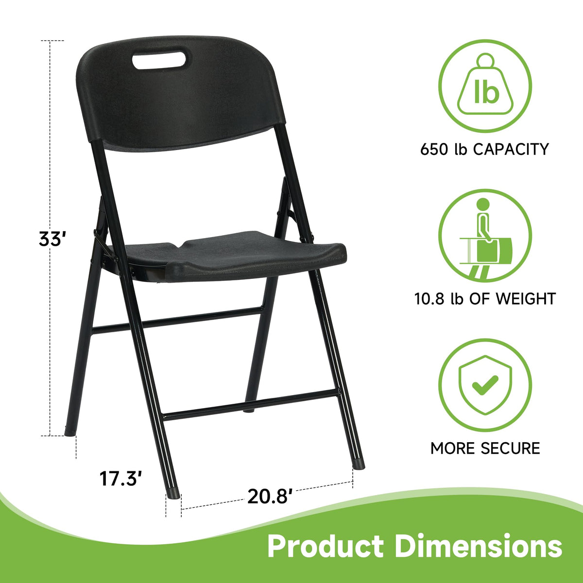 Black Plastic Folding Chair Set of 10 V8836