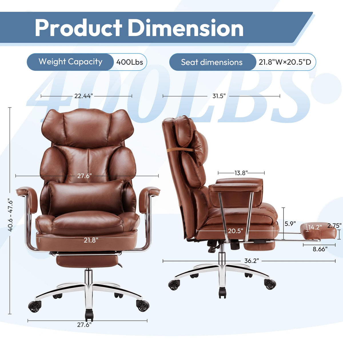 Brown Ergonomic Leather Office Chair K9566