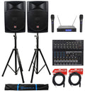 15" Powered PA Speakers 2-Pack with Mixer F428514