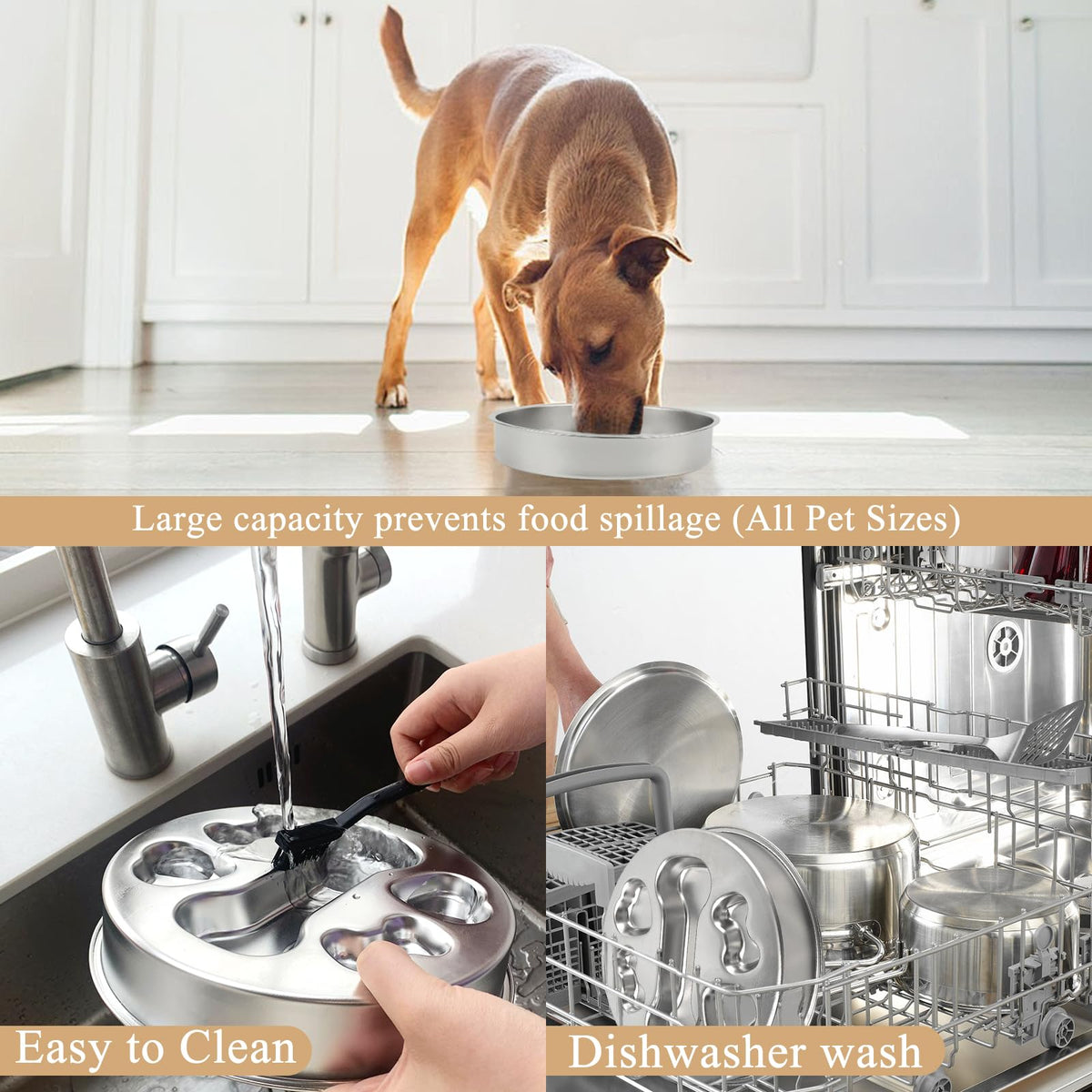 Stainless Steel Slow Feeder Dog Bowls W120799