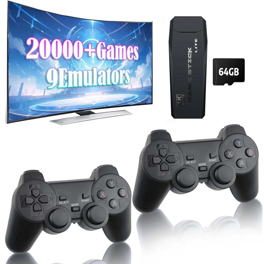 Plug and Play Retro Game Console with 4K HDMI Output, 2.4G Wireless Controllers, 64GB Memory Card Z3181