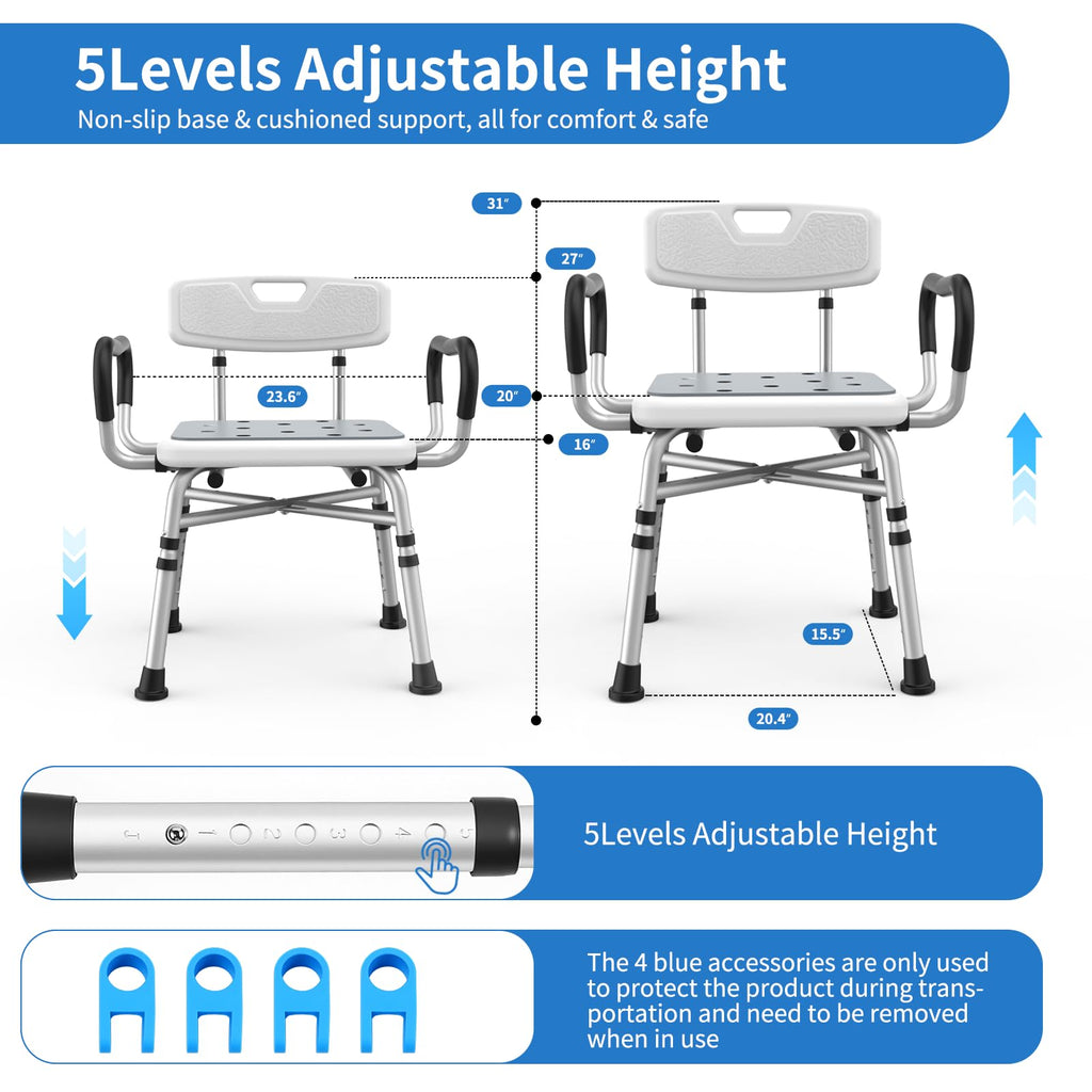 Heavy Duty Shower Chair with Arms and Back Z383