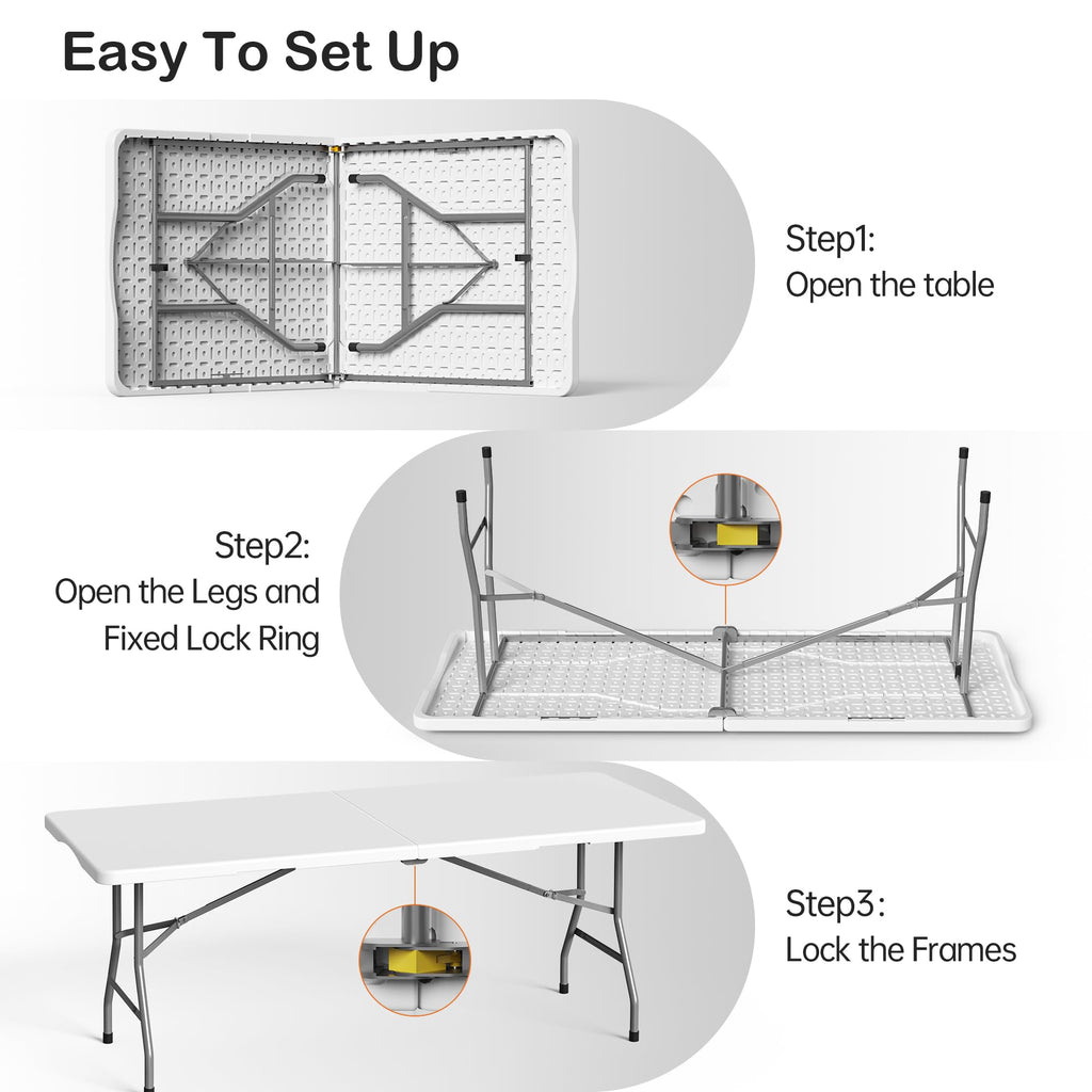 6 Foot Folding Plastic Table Heavy Duty HDPE R502
