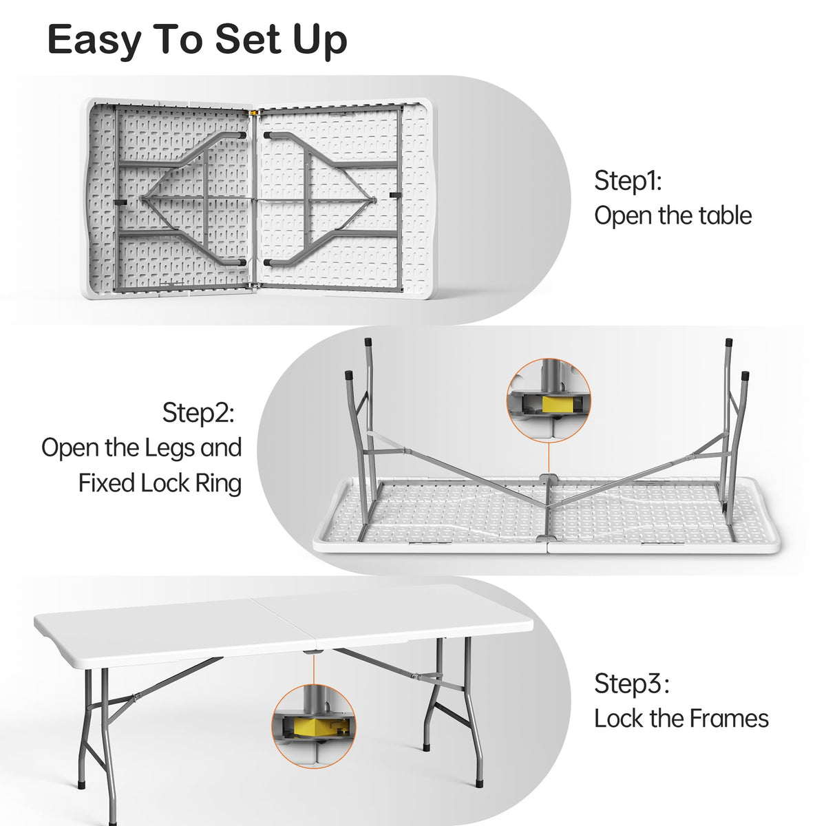 6 Foot Folding Plastic Table Heavy Duty HDPE R502