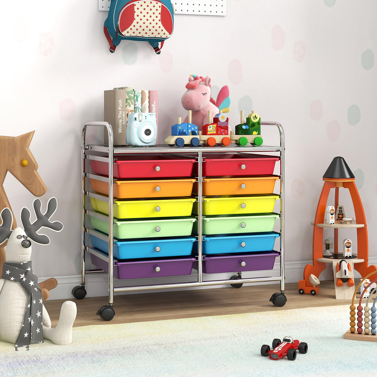 12 Drawer Rolling Storage Cart with Lockable Wheels M856