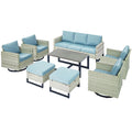 8 Piece Wicker Patio Conversation Set with Swivel Rocker Chairs V826640