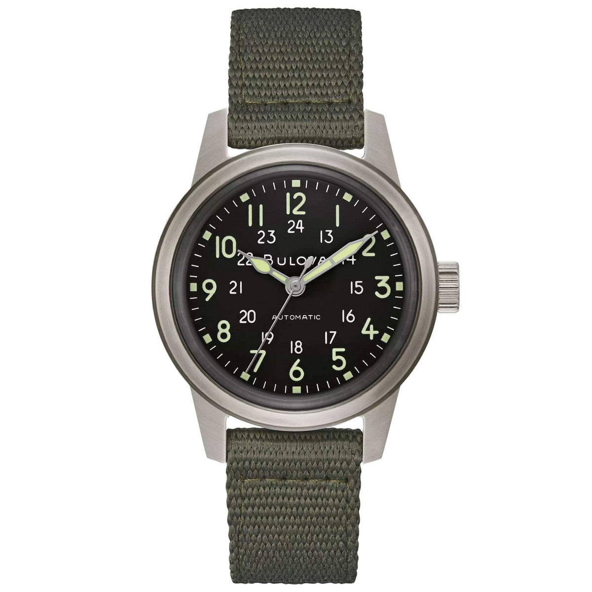 Men's Stainless Steel Automatic Watch with Green NATO Strap W662591
