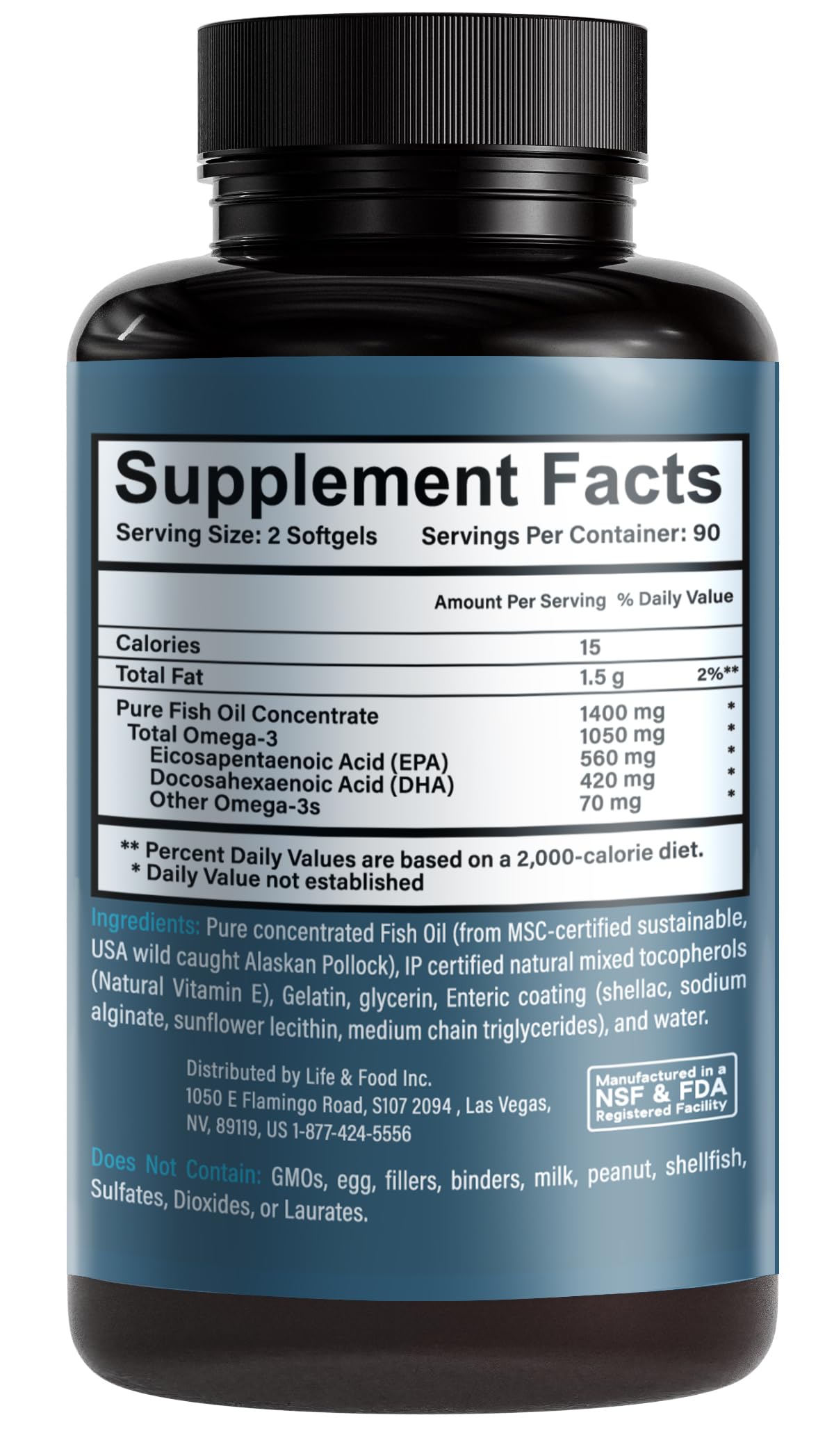 1400 mg Wild Alaskan Fish Oil 180 Softgels K648556