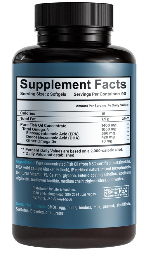 1400 mg Wild Alaskan Fish Oil 180 Softgels K648556