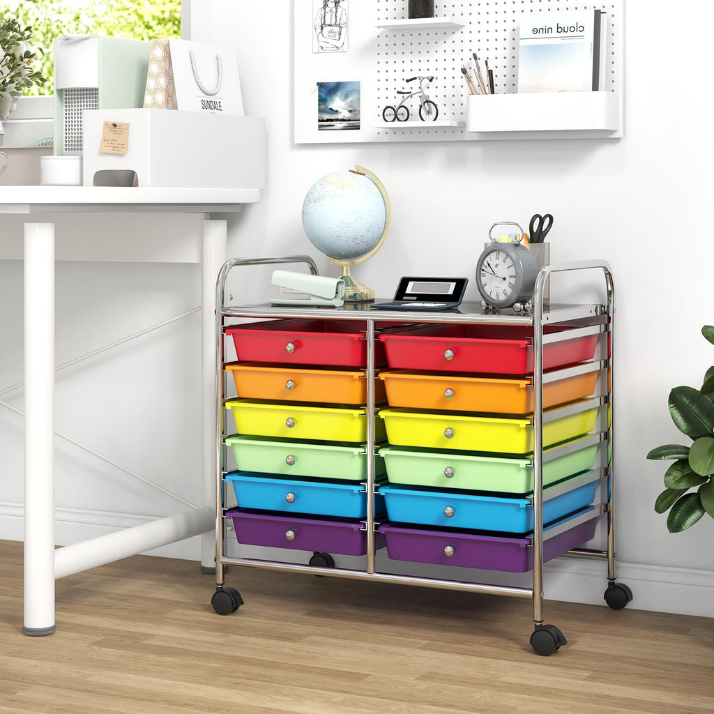 12 Drawer Rolling Storage Cart with Lockable Wheels M856