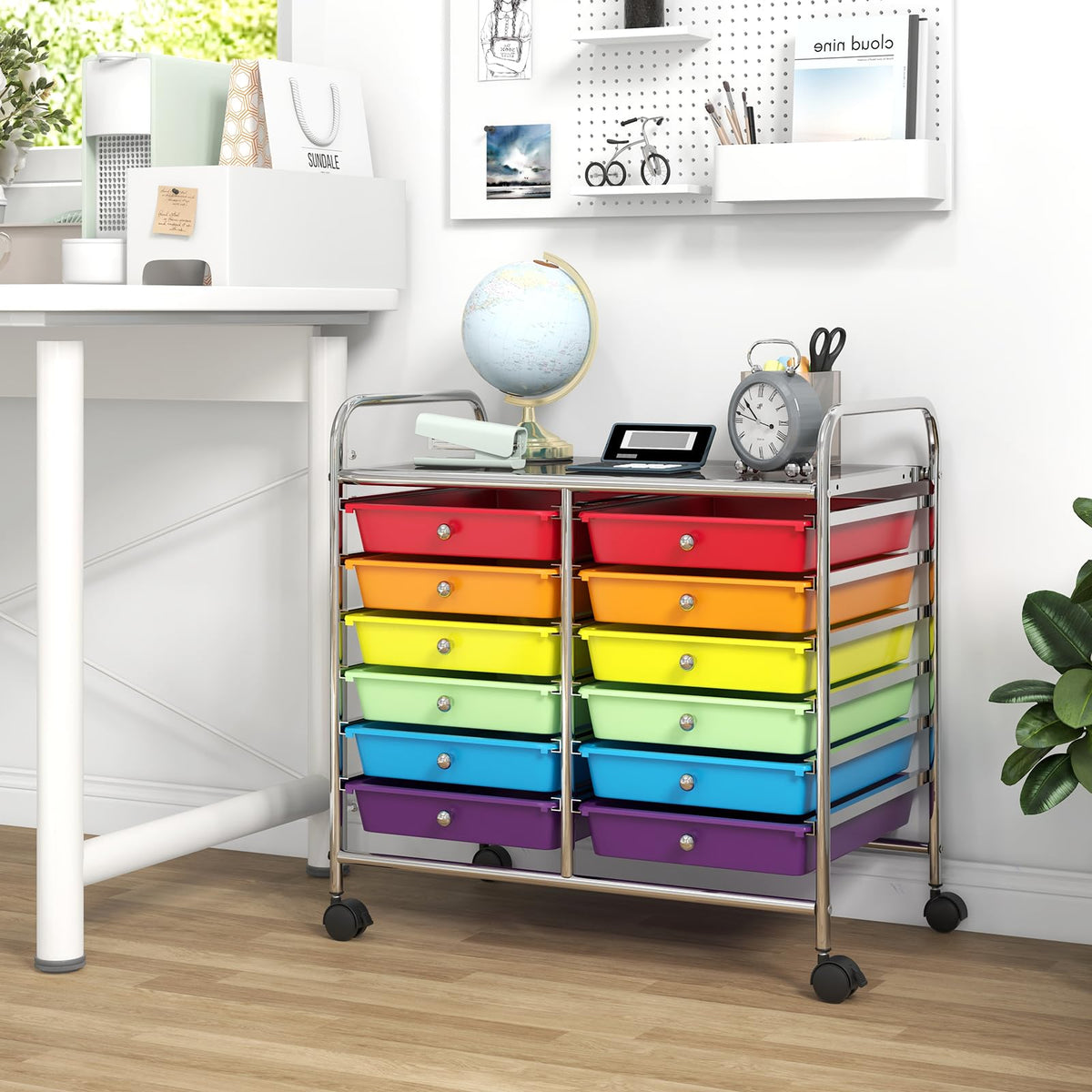 12 Drawer Rolling Storage Cart with Lockable Wheels M856