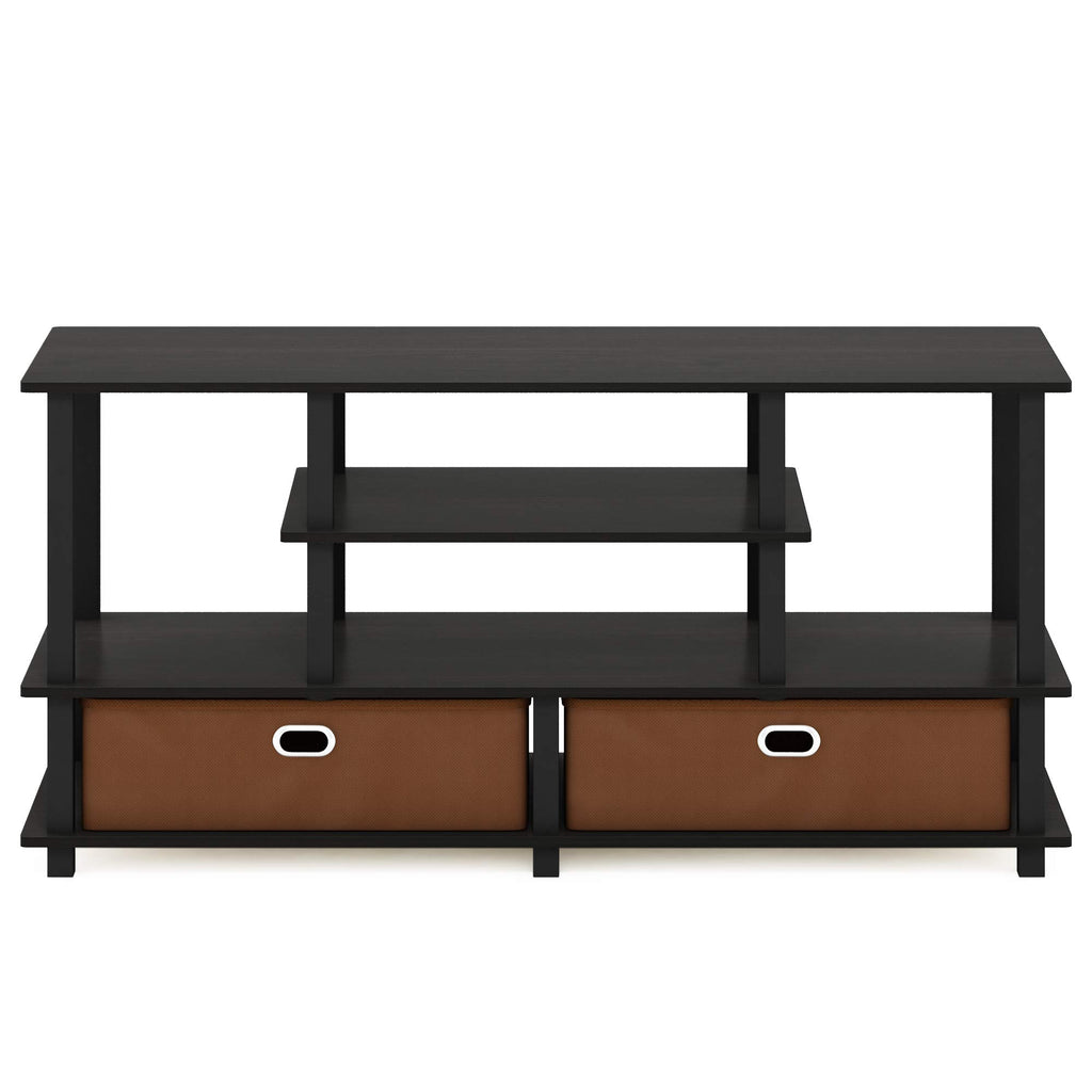 Black Espresso 4-Tier TV Stand with 2 Storage Bins O30328
