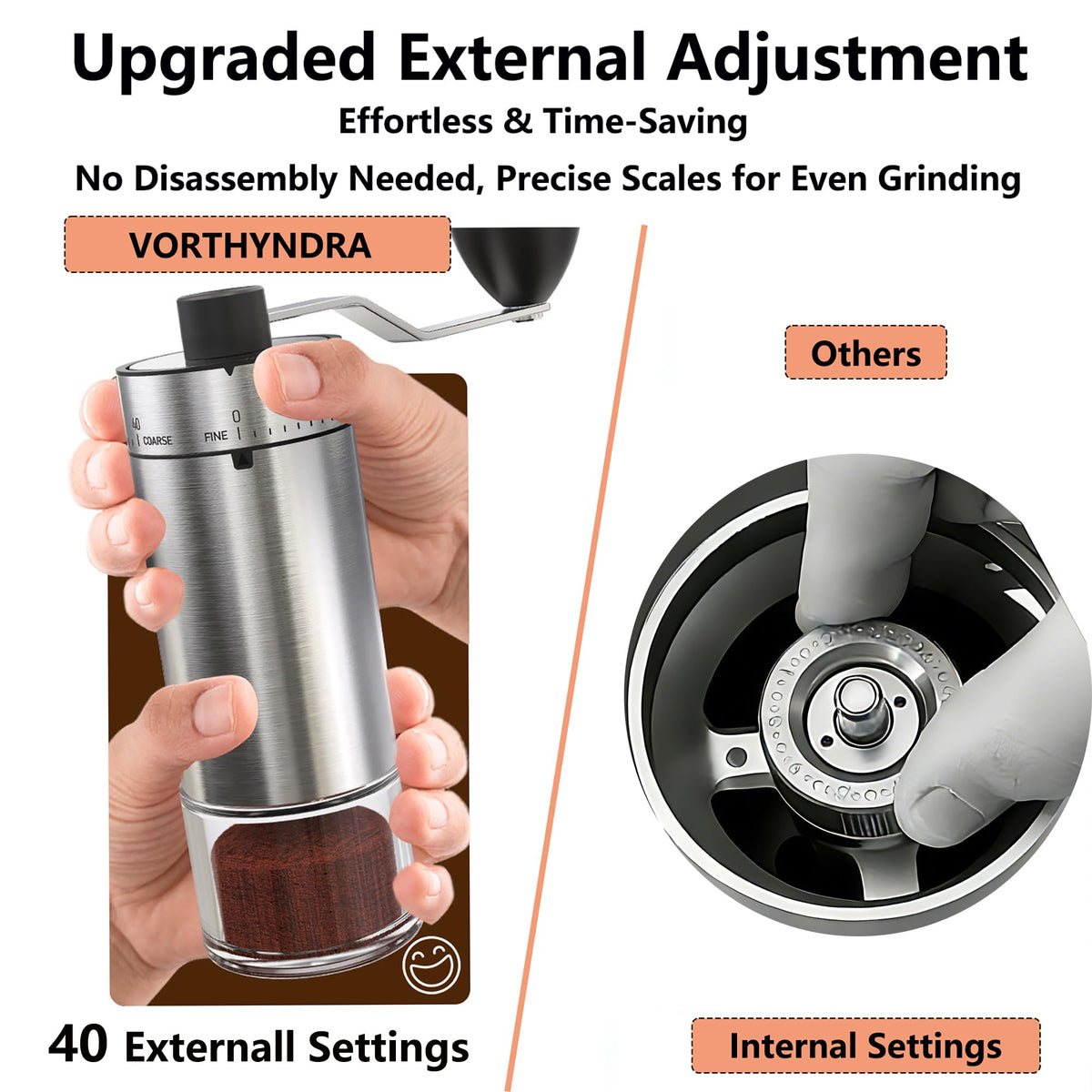 Manual Coffee Bean Grinder with Ceramic Conical Burr D6404