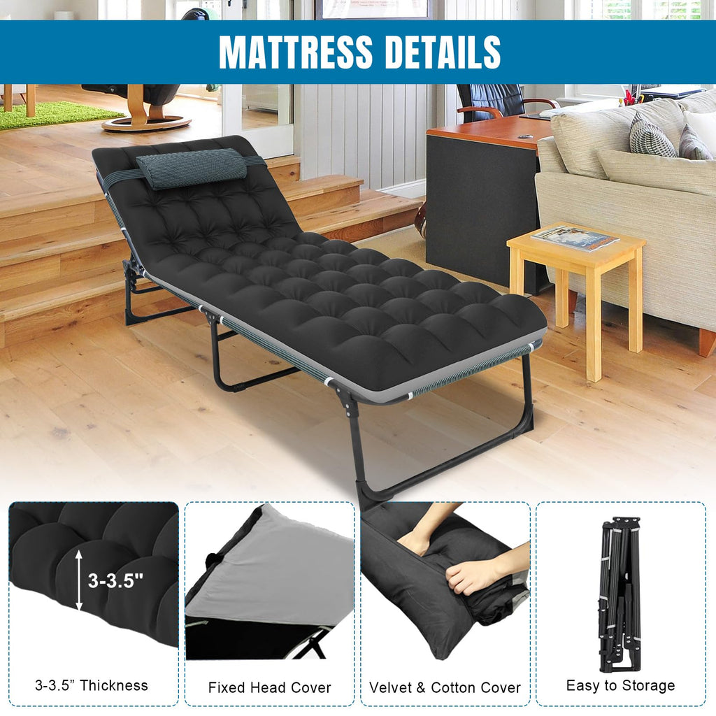 5-Position Folding Camping Cot with Mattress R8390