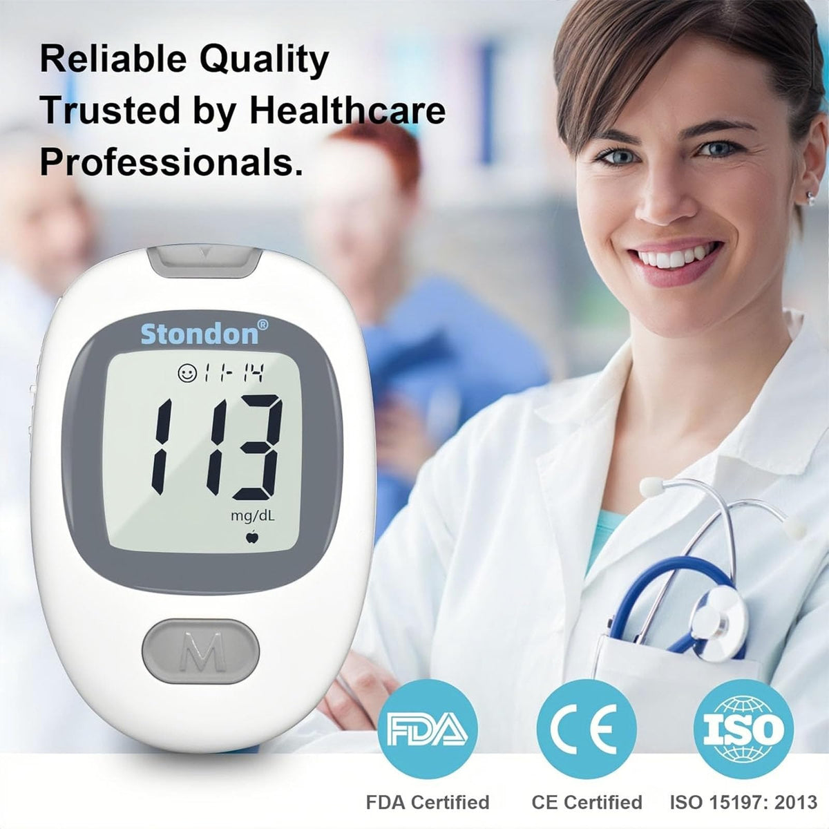 Blood Glucose Monitor Kit, 50 Strips & Lancets R958