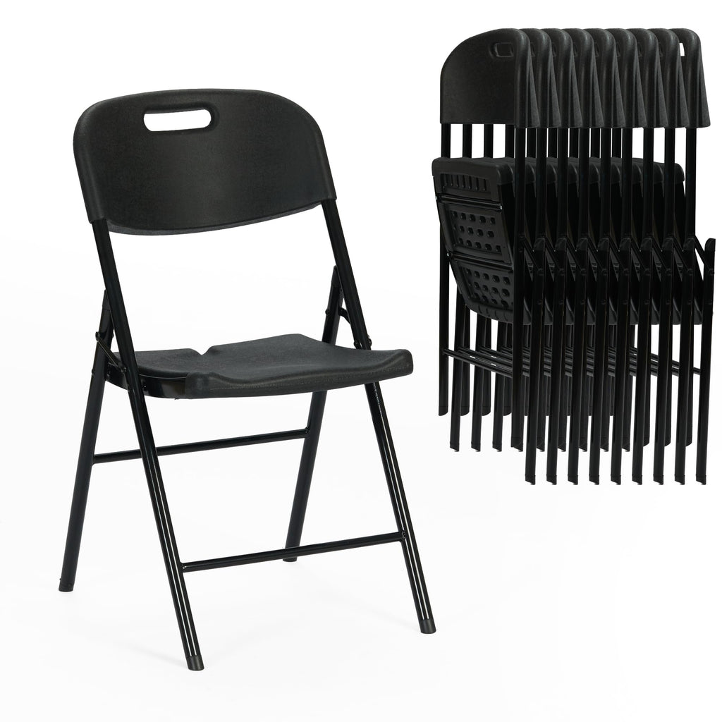 Black Plastic Folding Chair Set of 10 V8836